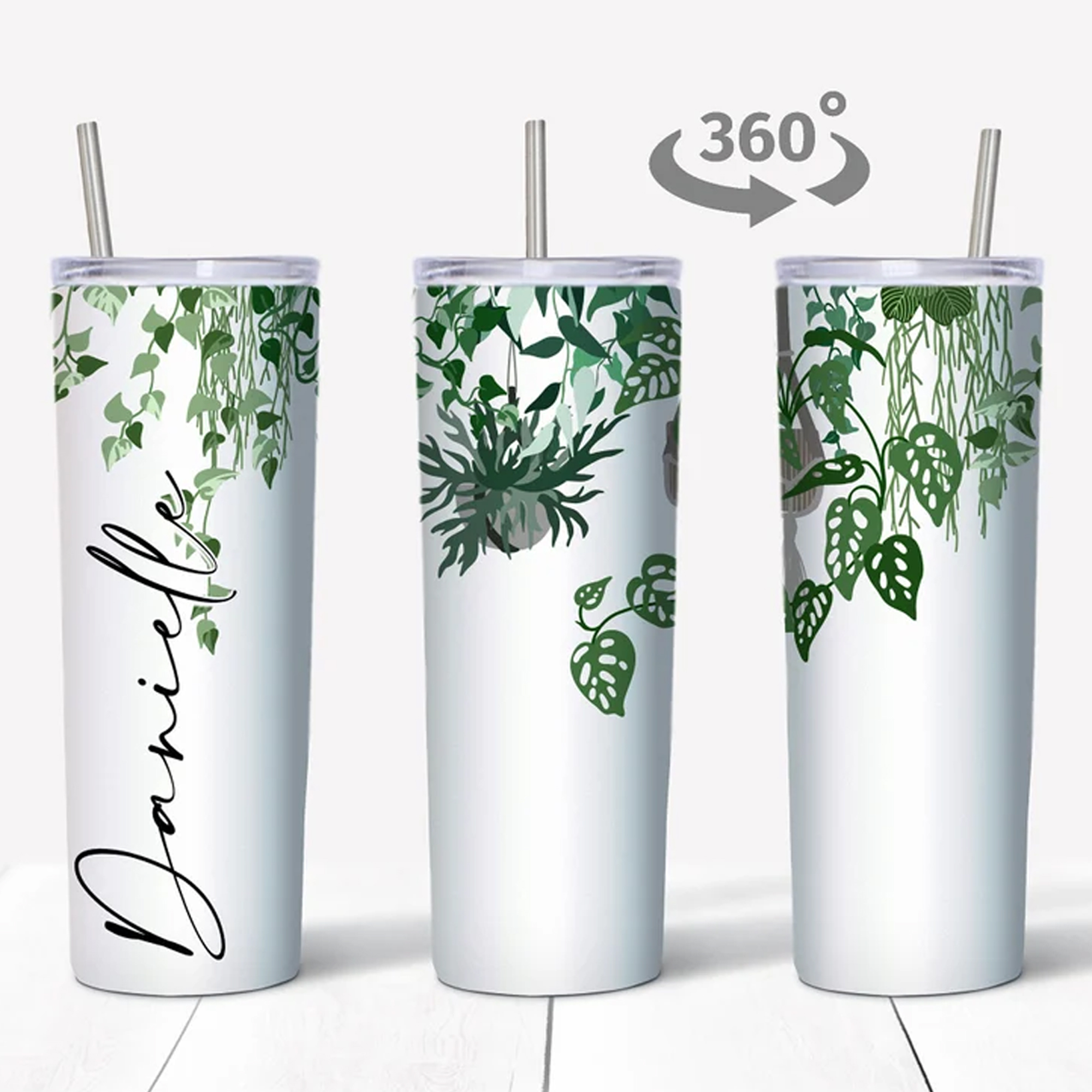 Hanging Plant Tumbler Botanical Tumbler Custom Drinkware Plant Mom Gift Custom Plant Skinny Tumbler Bridesmaids Gifts